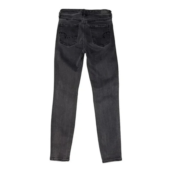 American Eagle Outfitters Size 6 Short Black Distressed Super Hi-Rise Jegging - Picture 2 of 7